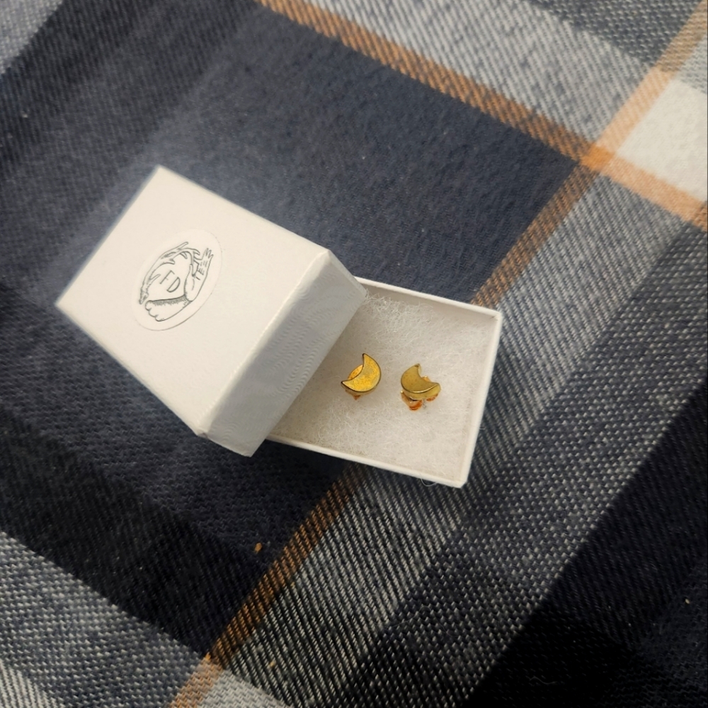 Brass Cresent Moon Earrings